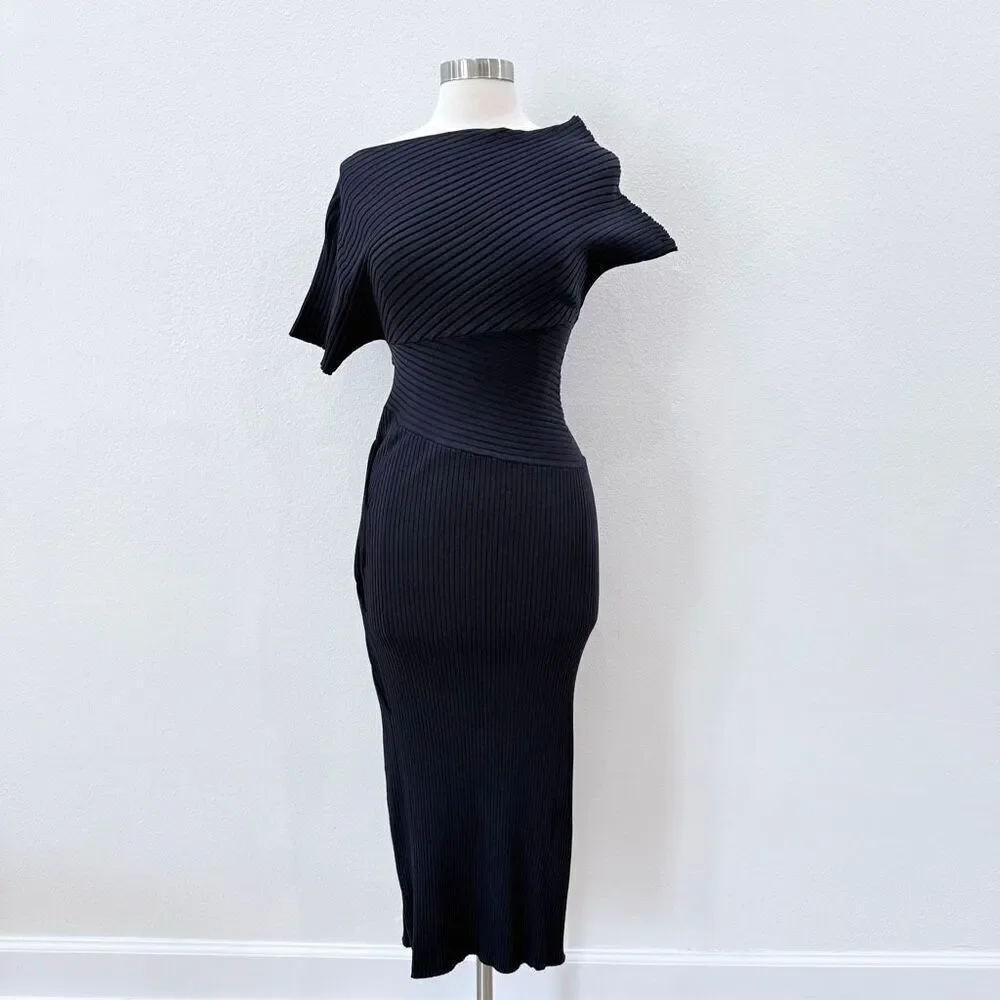 Diane Von Furstenberg Clara Sweaterdress Women's Size Small Navy Blue Slip Knee